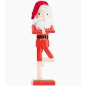 Sleigh Hill Wooden Santa Claus Nutcracker Yoga Pose Christmas Decor 17 inch